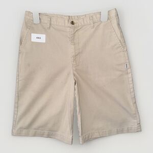 DENNIS Chino Shorts Prep P31 Tan Beige Flat Front Uniform Made In USA